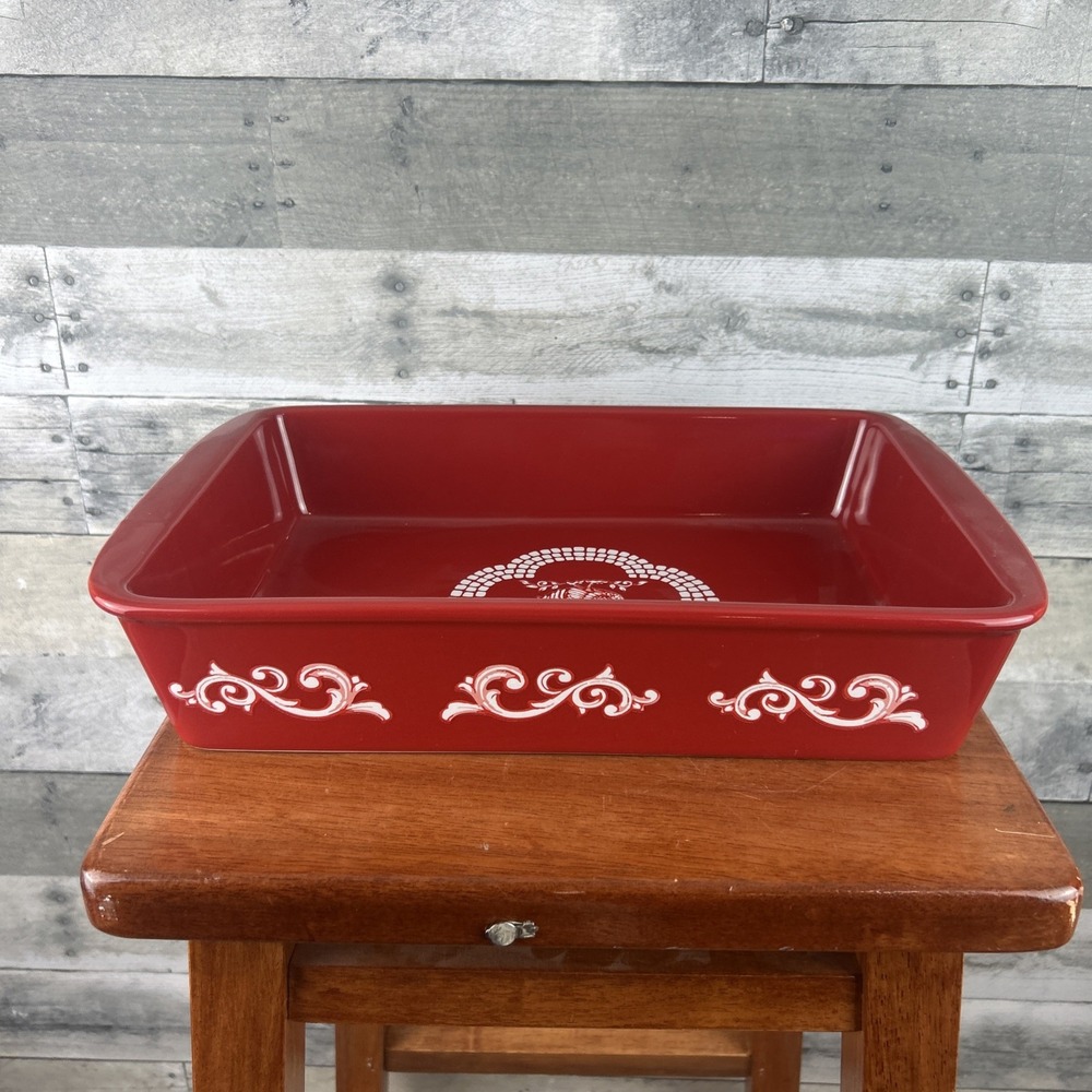 Temp-tations Doodle Doo Red Rooster 9x13 Cake Casserole Baking Pan Dish